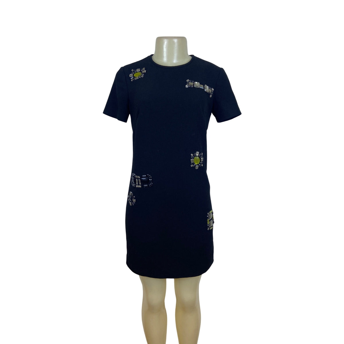 Trina Turk Womens Black Embellished Shift Dress