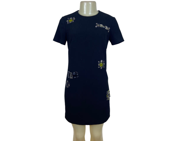 Trina Turk Womens Black Embellished Shift Dress