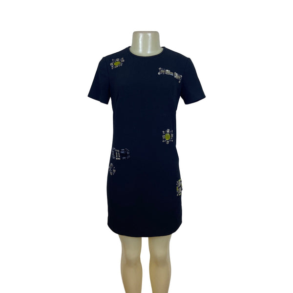 Trina Turk Womens Black Embellished Shift Dress