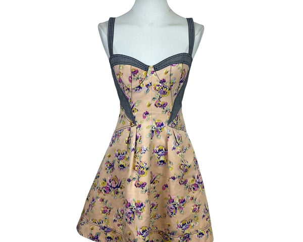 Z Spoke Zac Posen Womens Floral Fit & Flare Sleeveless Dress Multicolor Size 4