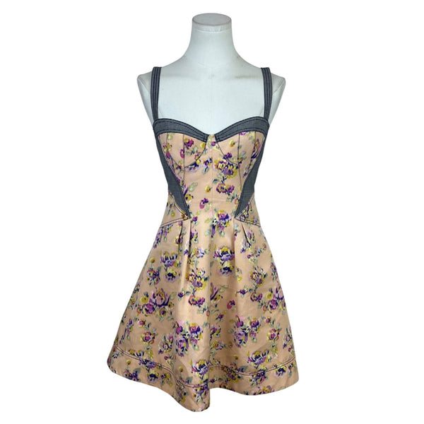 Z Spoke Zac Posen Womens Floral Fit & Flare Sleeveless Dress Multicolor Size 4