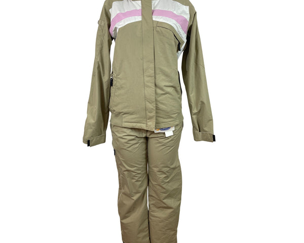 Convert Women Ski Jacket & Pants Set Beige Hooded Snowboarding Suit Sz S/M - New