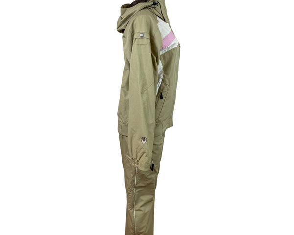 Convert Women Ski Jacket & Pants Set Beige Hooded Snowboarding Suit Sz S/M - New