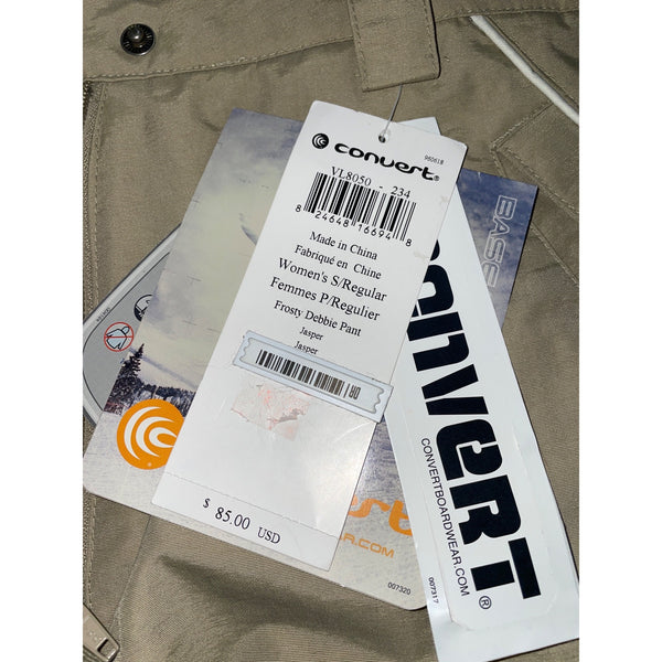 Convert Women Ski Jacket & Pants Set Beige Hooded Snowboarding Suit Sz S/M - New