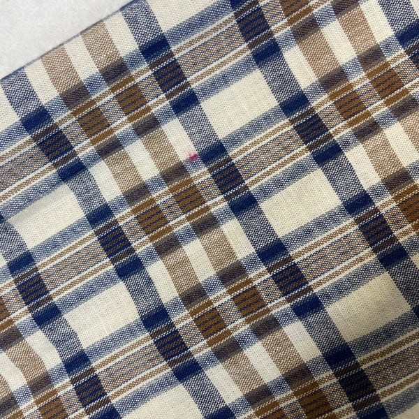 Lands End Mens Brown Plaid Button-Down Shirt Long Sleeve Collared Sz L - New