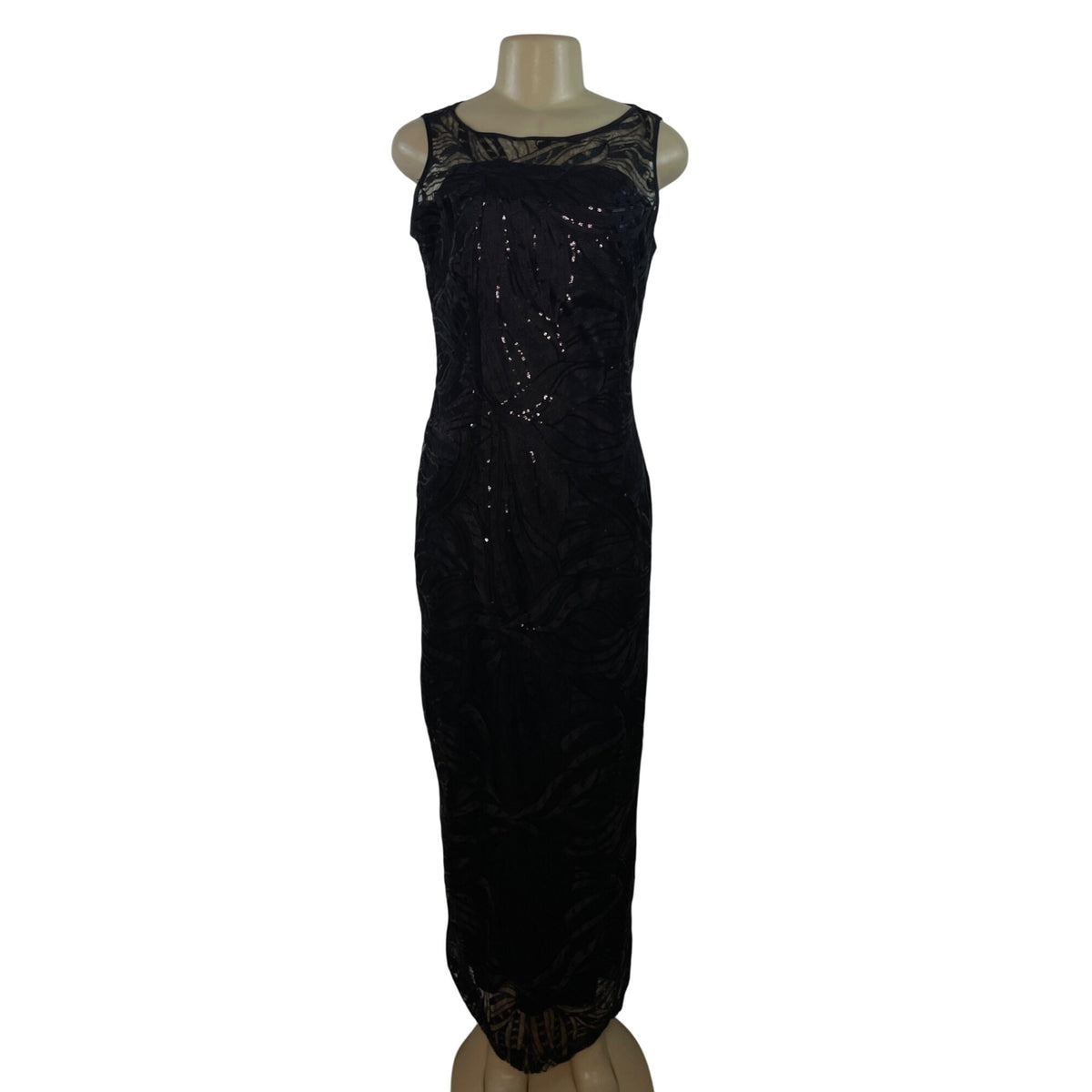 Black Sequin Sleeveless Long Evening Dress By Tahari Arthur S. Levine Size 8