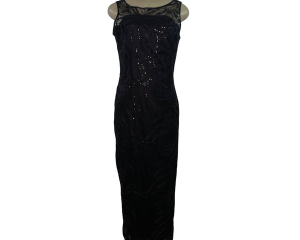 Black Sequin Sleeveless Long Evening Dress By Tahari Arthur S. Levine Size 8