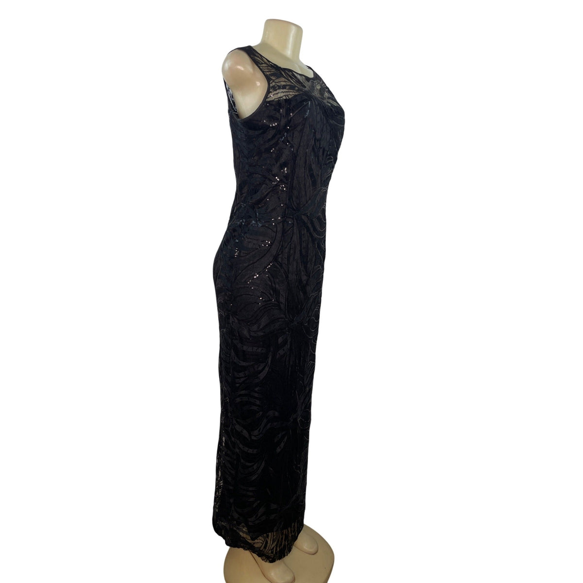 Black Sequin Sleeveless Long Evening Dress By Tahari Arthur S. Levine Size 8