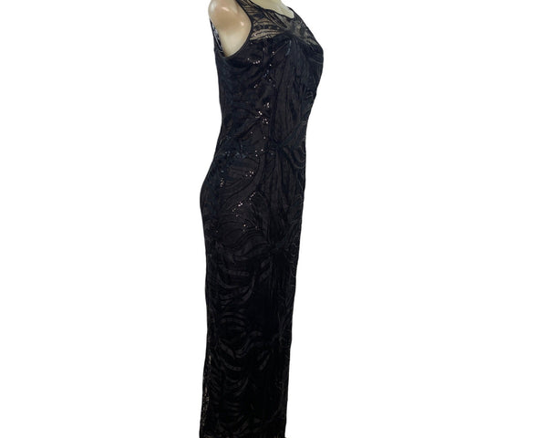 Black Sequin Sleeveless Long Evening Dress By Tahari Arthur S. Levine Size 8