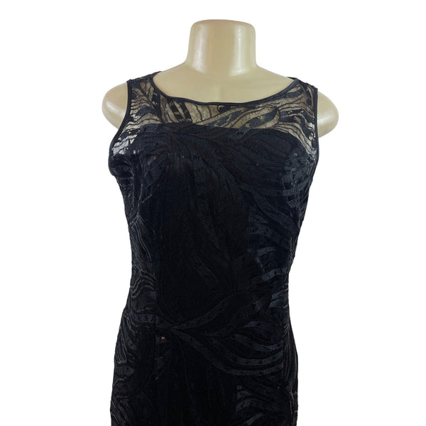 Black Sequin Sleeveless Long Evening Dress By Tahari Arthur S. Levine Size 8