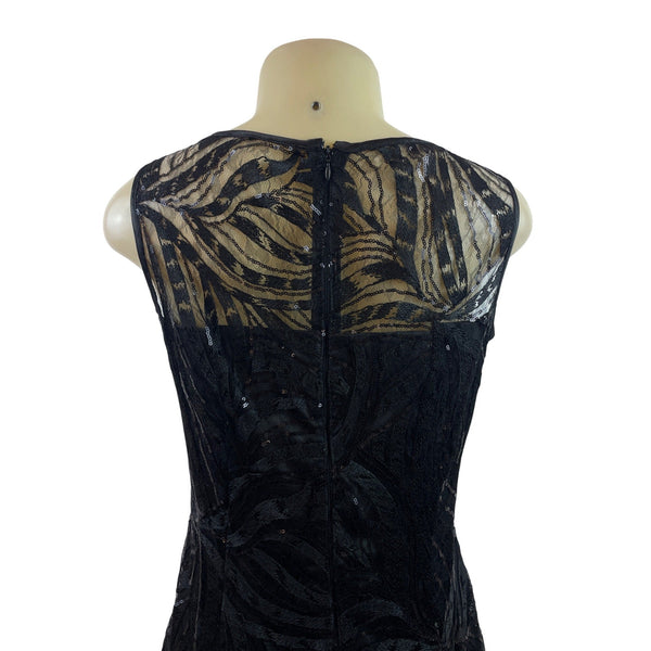 Black Sequin Sleeveless Long Evening Dress By Tahari Arthur S. Levine Size 8