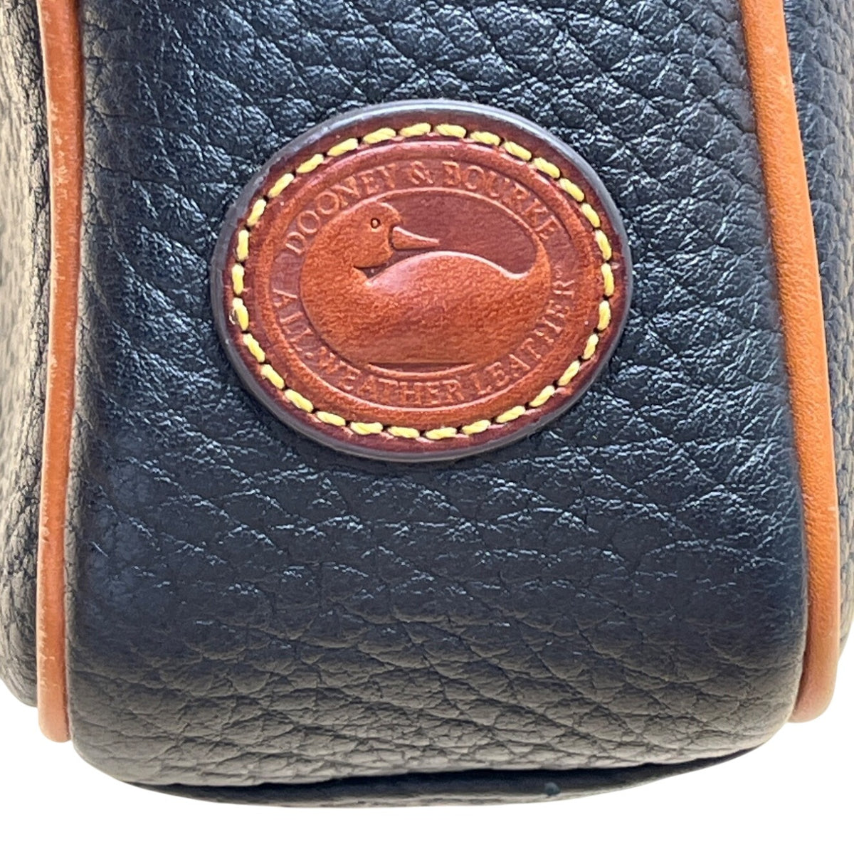 Dooney & Bourke Black Pebbled Leather Tan Trim & Adjustable Strap Crossbody Bag