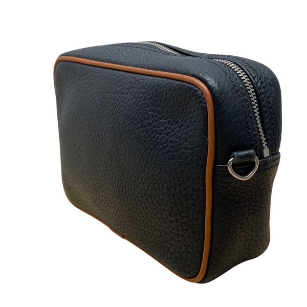 Dooney & Bourke Black Pebbled Leather Tan Trim & Adjustable Strap Crossbody Bag