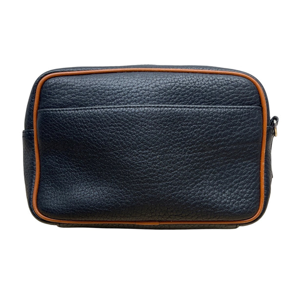 Dooney & Bourke Black Pebbled Leather Tan Trim & Adjustable Strap Crossbody Bag