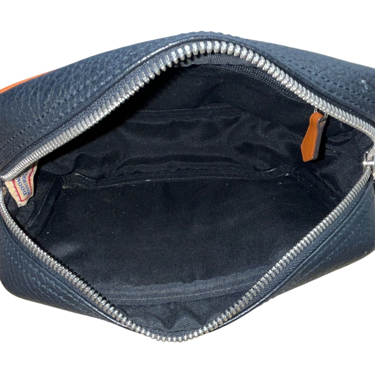 Dooney & Bourke Black Pebbled Leather Tan Trim & Adjustable Strap Crossbody Bag