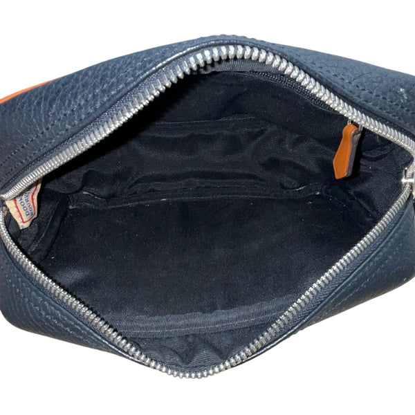 Dooney & Bourke Black Pebbled Leather Tan Trim & Adjustable Strap Crossbody Bag