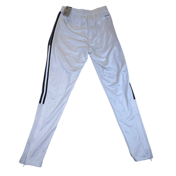 Adidas Men’s White Polyester Pants Tapered Leg  Athletic 3-Stripe Size S- New