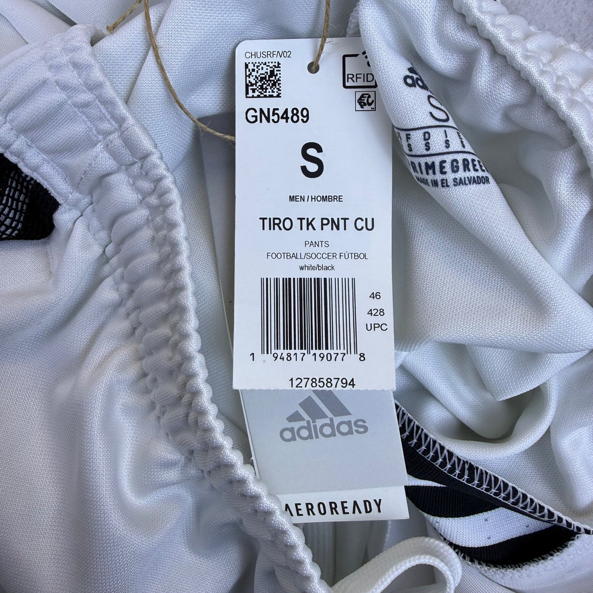 Adidas Men’s White Polyester Pants Tapered Leg  Athletic 3-Stripe Size S- New