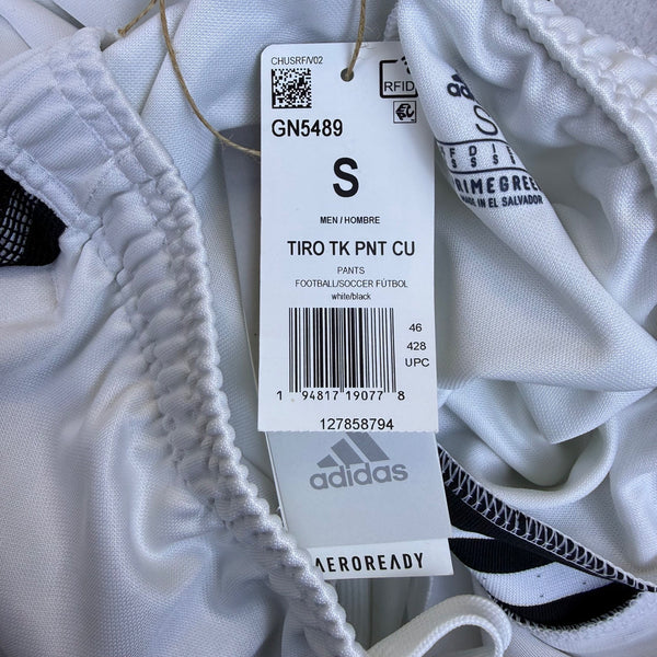 Adidas Men’s White Polyester Pants Tapered Leg  Athletic 3-Stripe Size S- New