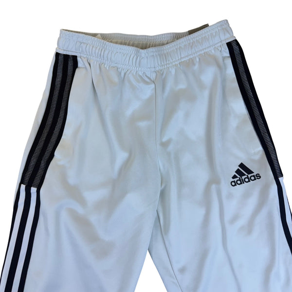 Adidas Men’s White Polyester Pants Tapered Leg  Athletic 3-Stripe Size S- New