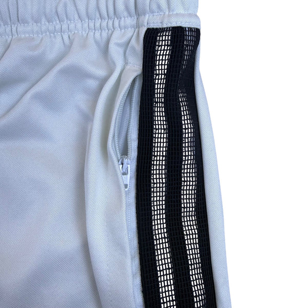 Adidas Men’s White Polyester Pants Tapered Leg  Athletic 3-Stripe Size S- New