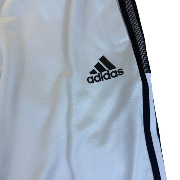 Adidas Men’s White Polyester Pants Tapered Leg  Athletic 3-Stripe Size S- New