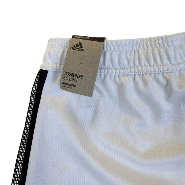 Adidas Men’s White Polyester Pants Tapered Leg  Athletic 3-Stripe Size S- New