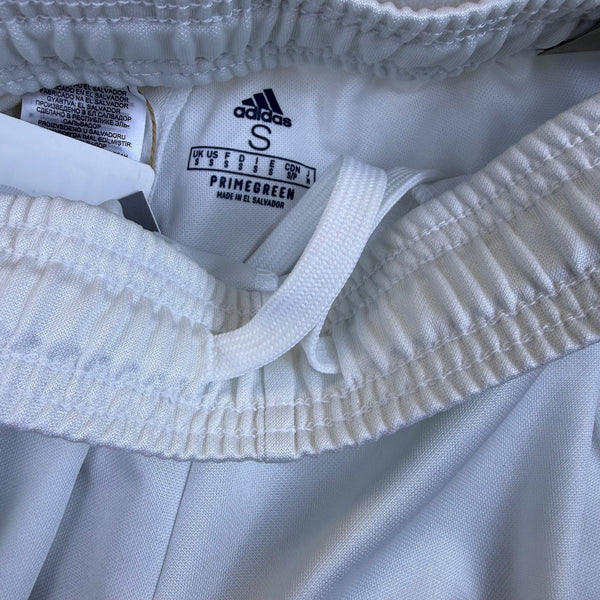 Adidas Men’s White Polyester Pants Tapered Leg  Athletic 3-Stripe Size S- New