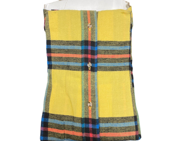 Vtg 90s Van Heusen Yellow Plaid Button-Down Long Sleeve Shirt Winterweights Sz M