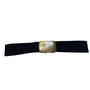 Elastic Black Belt With Brass Elephant Buckle Adjustable Detailed Boho Unique Handmade