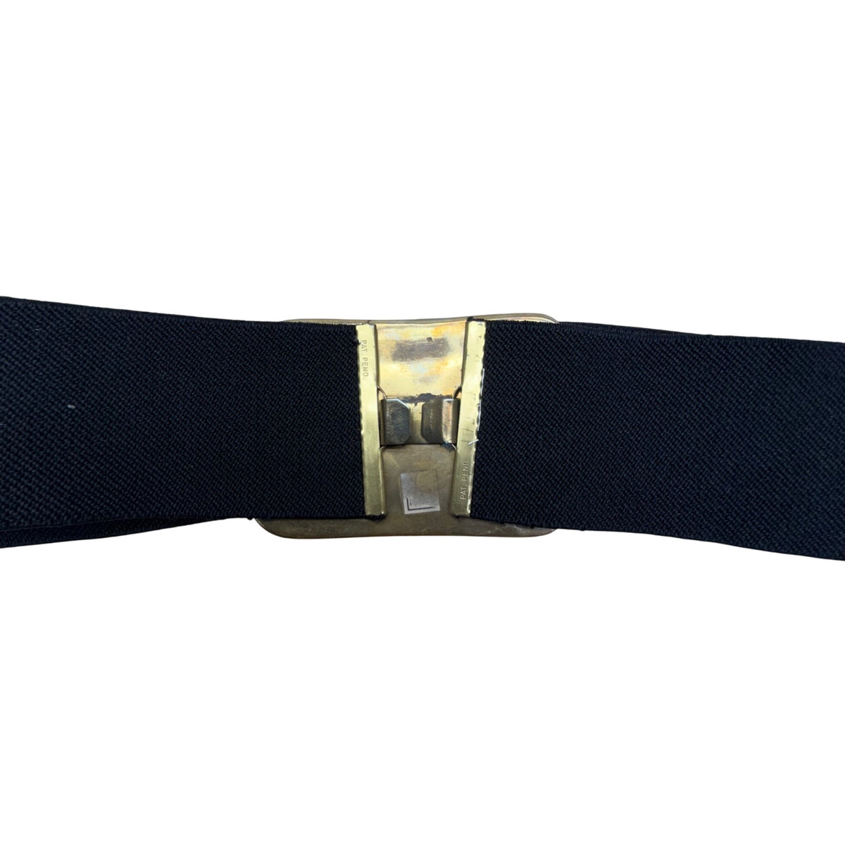 Elastic Black Belt With Brass Elephant Buckle Adjustable Detailed Boho Unique Handmade