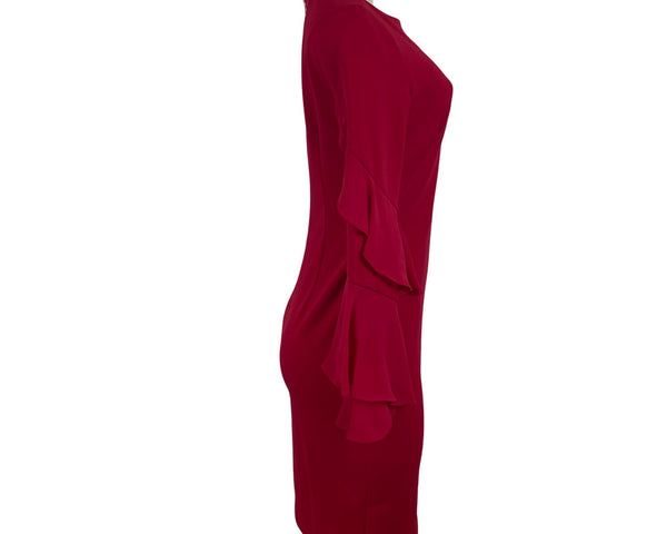 Calvin Klein Women’s Red  Bell Sleeve Sheath Dress Stylish Chic Sz 4