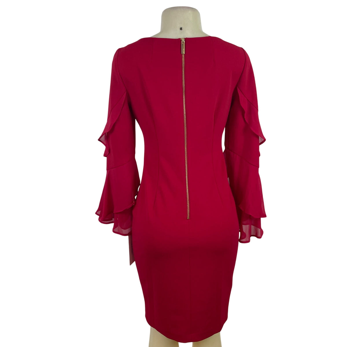 Calvin Klein Women’s Red  Bell Sleeve Sheath Dress Stylish Chic Sz 4