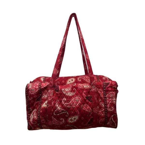 Vera Bradley Red Paisley Quilted Long Straps & Zipper Closure Travel Duffle Bag
