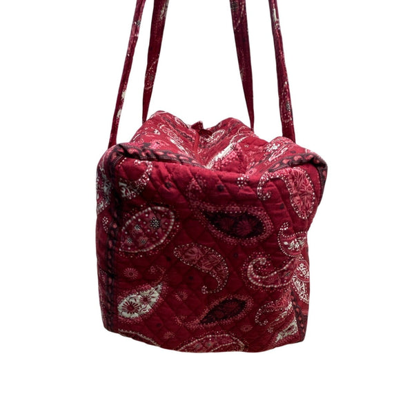 Vera Bradley Red Paisley Quilted Long Straps & Zipper Closure Travel Duffle Bag