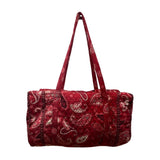 Vera Bradley Red Paisley Quilted Long Straps & Zipper Closure Travel Duffle Bag