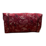 Vera Bradley Red Paisley Quilted Long Straps & Zipper Closure Travel Duffle Bag