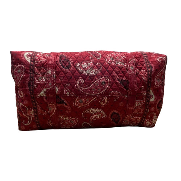 Vera Bradley Red Paisley Quilted Long Straps & Zipper Closure Travel Duffle Bag