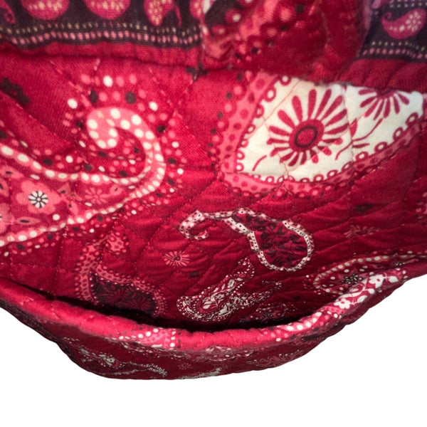 Vera Bradley Red Paisley Quilted Long Straps & Zipper Closure Travel Duffle Bag