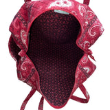 Vera Bradley Red Paisley Quilted Long Straps & Zipper Closure Travel Duffle Bag