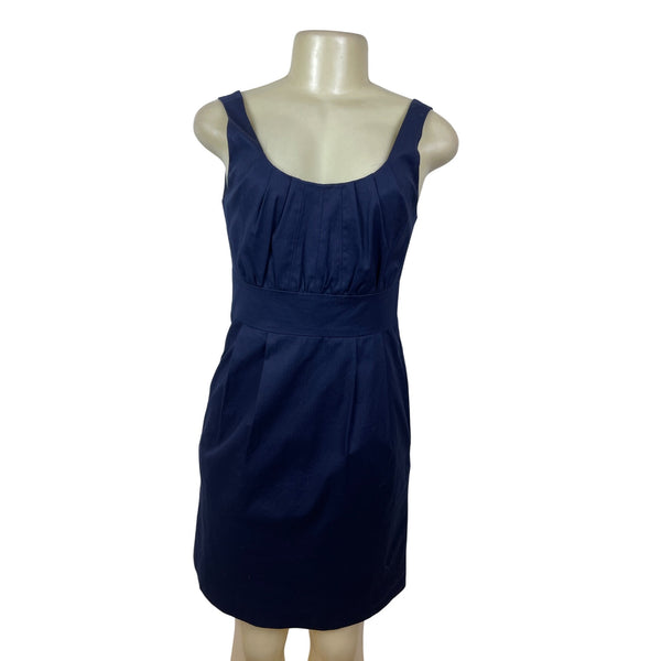 J.Crew Navy Sleeveless Pleated Scoop Neck Dress Size 2