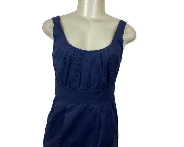 J.Crew Navy Sleeveless Pleated Scoop Neck Dress Size 2