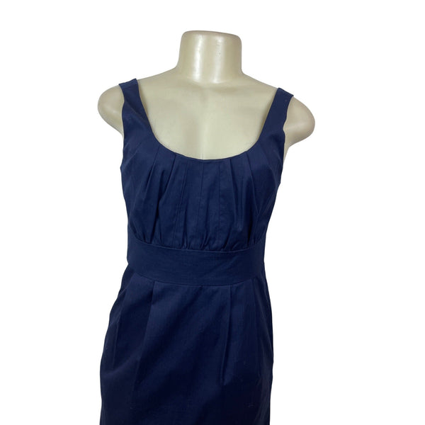 J.Crew Navy Sleeveless Pleated Scoop Neck Dress Size 2