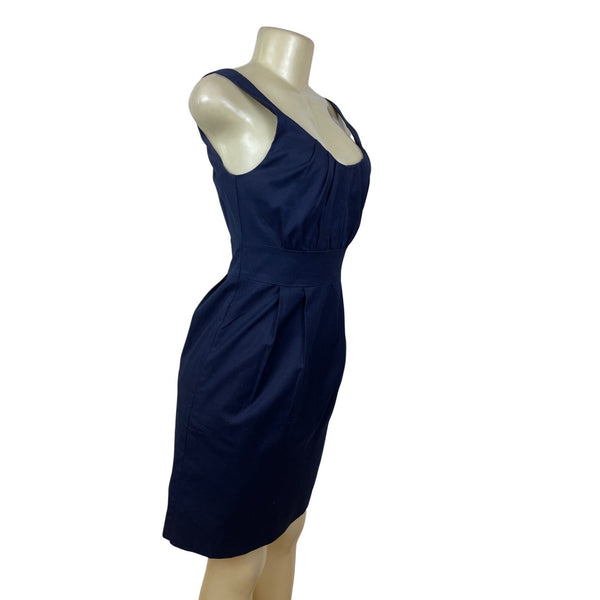 J.Crew Navy Sleeveless Pleated Scoop Neck Dress Size 2