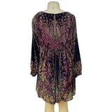 Free People Womens Multicolor Velvet Long-Sleeve Mini Dress Boho Paisley Pattern Size S/P