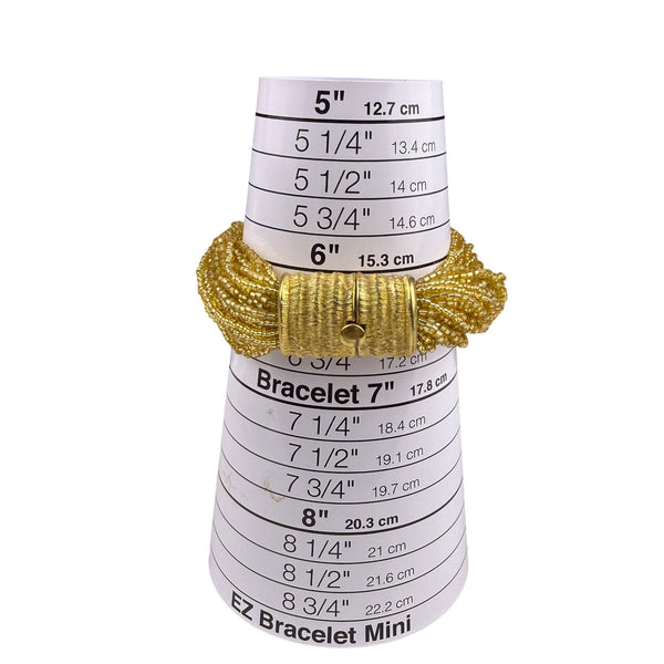 Gold Tone Multistrand Seed Bead Womens Collar Necklace & Bracelet Vintage Set