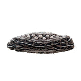 Vintage Mona-Lise Women's Black Beaded Pearl Closure Evening Pouch Sz S
