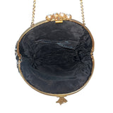Vintage Mona-Lise Women's Black Beaded Pearl Closure Evening Pouch Sz S