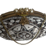 Vintage Mona-Lise Women's Black Beaded Pearl Closure Evening Pouch Sz S