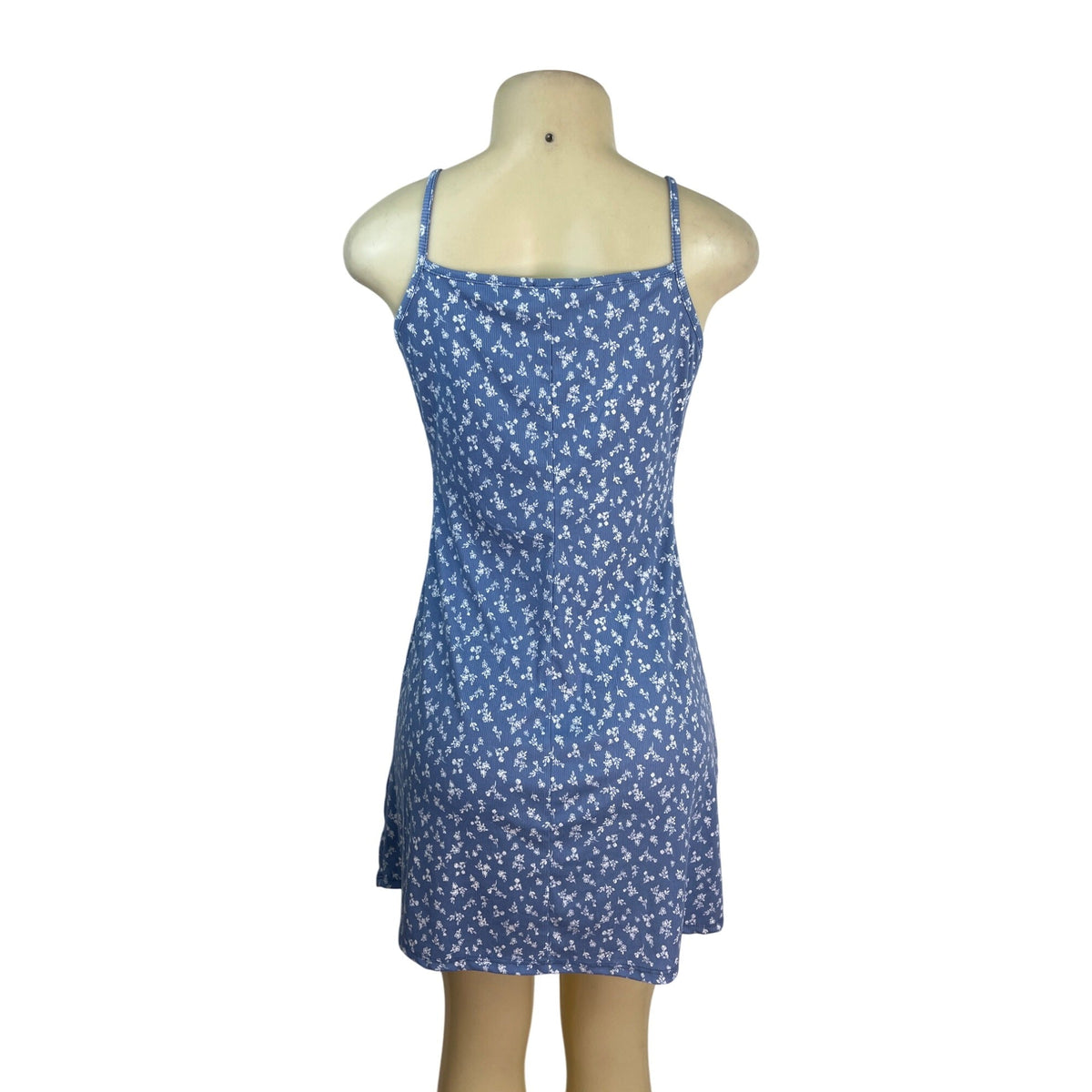 See You Monday Womens Blue Floral Spaghetti Strap Mini Dress Size L